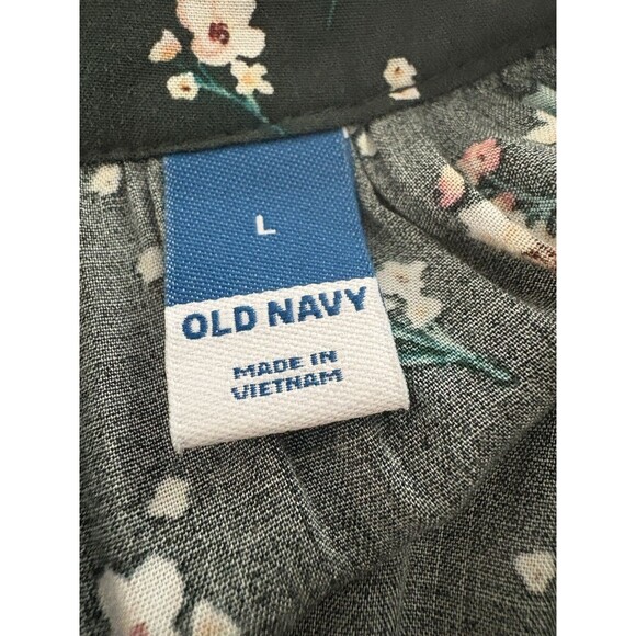 Old Navy Maxi Dress Size L Green Floral Tiered Prairie Forest Whimsigoth Modest - Picture 6 of 16